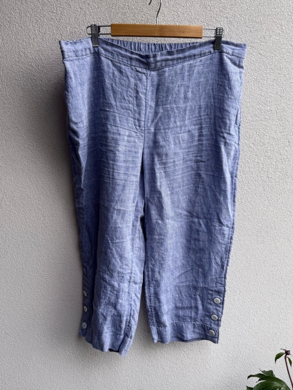 Chico's Women's 100% Linen Cropped Flowy Pants High Rise Pull On Size 3 (16)